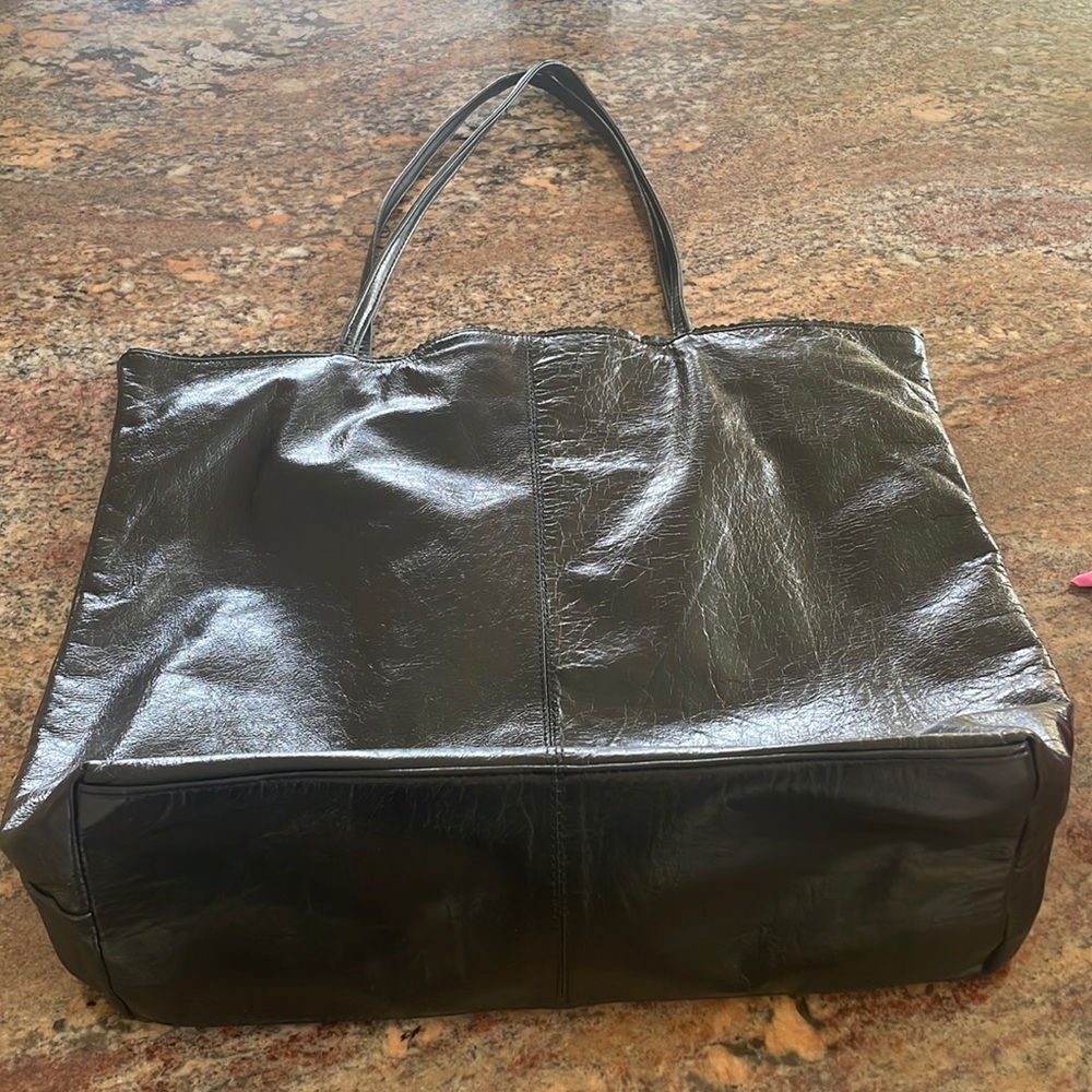 Black Leather Tote Shoulder Bag